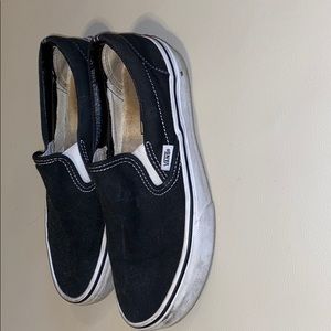 Vans white and black slip on